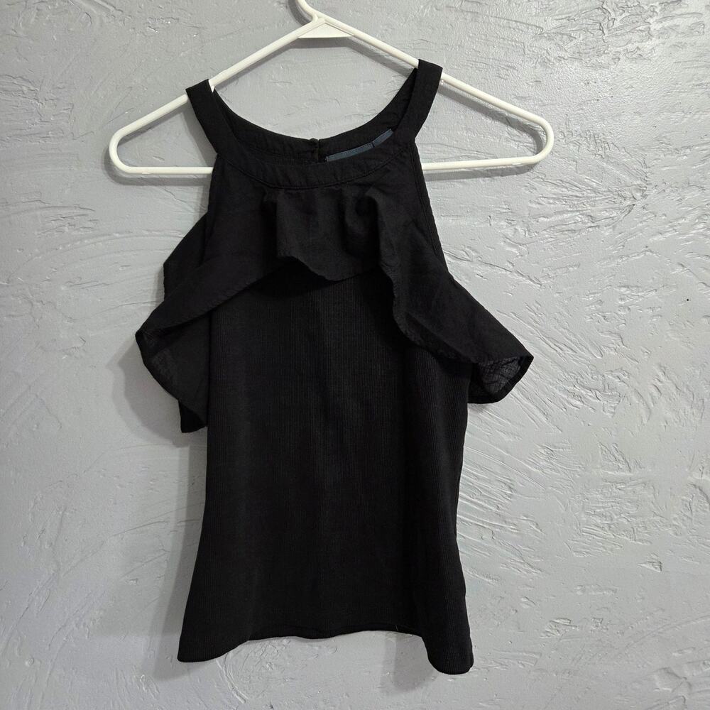 Maeve Urban Outfitters black tank top with ruffle on top womans size S